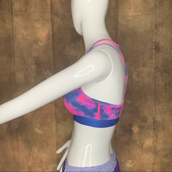 Puma Yogini Strappy Sport Bra Dry Cell Size SX Pink and Blue - Picture 6 of 10